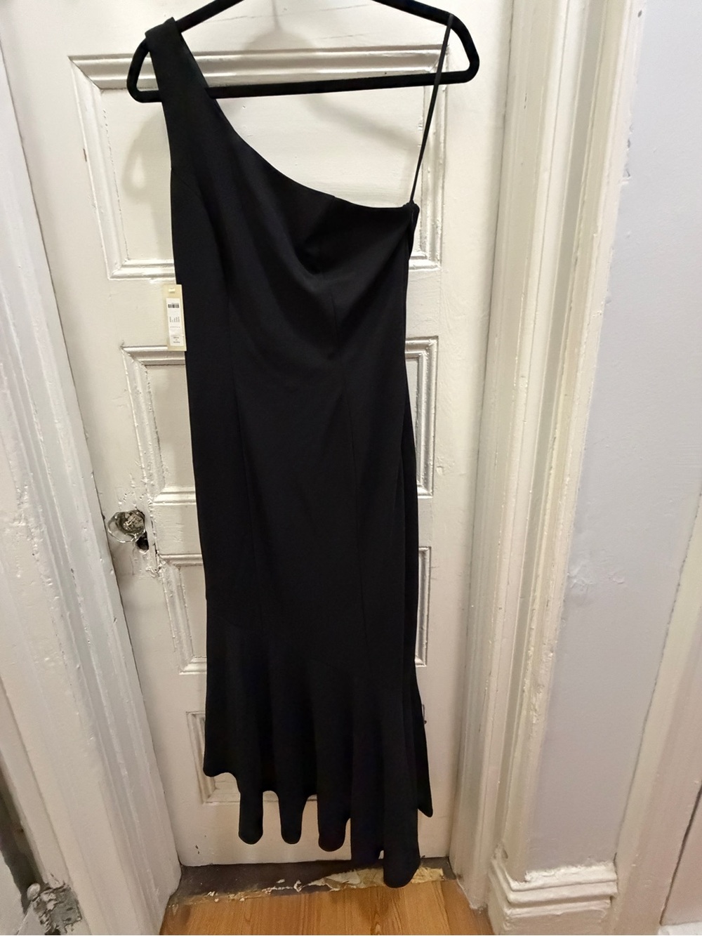 NWT! BHLDN Black One-Shoulder Flounce-Hem Dress